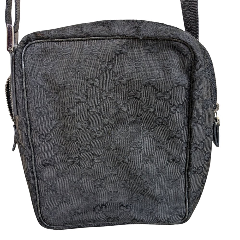 Authentic Gucci Black Messenger Bag with Adjustable Strap and Leather Trim - Picture 6 of 16